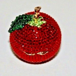 NIB Judith Leiber Red Apple Pillbox Trinket box
